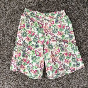 Jacquemus Le Raphia Le Short Pingo Floral Paisly Print Flat Front Shorts